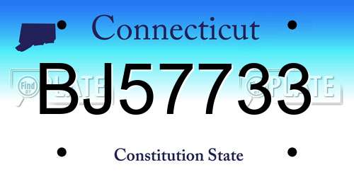 BJ57733 Connecticut License Plate