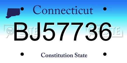 BJ57736 Connecticut License Plate