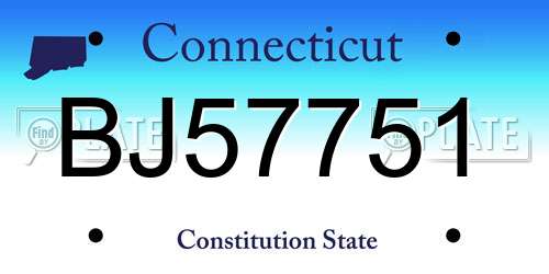 BJ57751 Connecticut License Plate