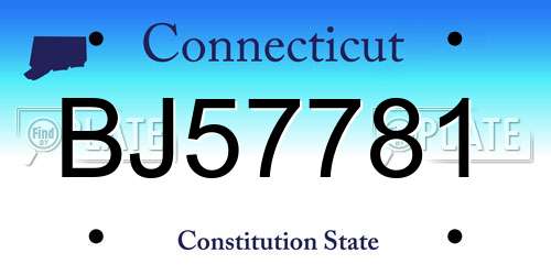 BJ57781 Connecticut License Plate
