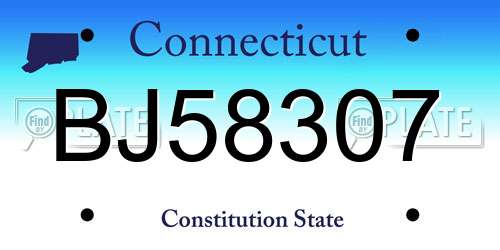 BJ58307 Connecticut License Plate