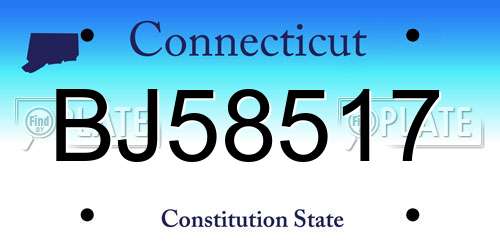 BJ58517 Connecticut License Plate