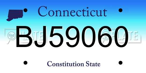 BJ59060 Connecticut License Plate