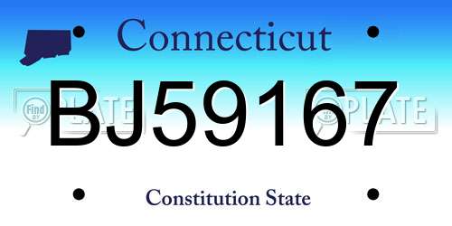 BJ59167 Connecticut License Plate