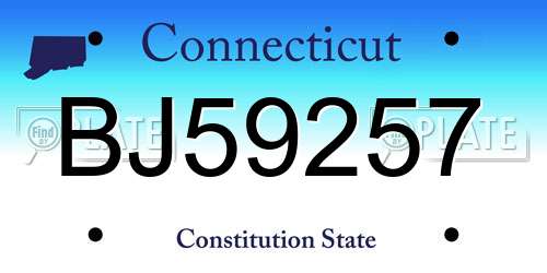 BJ59257 Connecticut License Plate