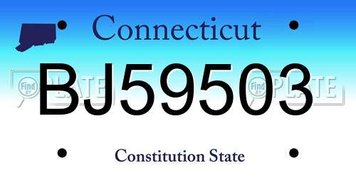 BJ59503 Connecticut License Plate