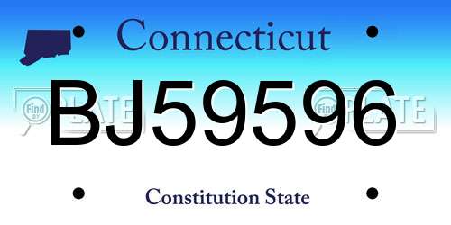 BJ59596 Connecticut License Plate