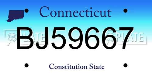 BJ59667 Connecticut License Plate
