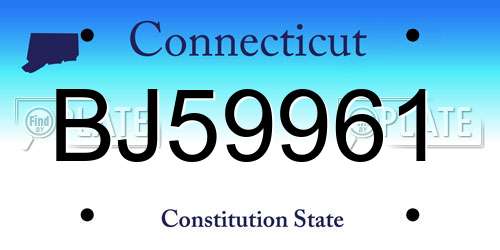 BJ59961 Connecticut License Plate