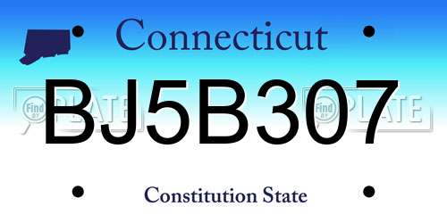 BJ5B307 Connecticut License Plate