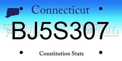 BJ5S307 Connecticut License Plate