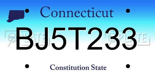 BJ5T233 Connecticut License Plate