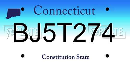 BJ5T274 Connecticut License Plate