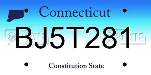 BJ5T281 Connecticut License Plate
