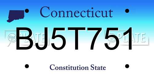 BJ5T751 Connecticut License Plate