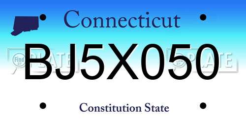 BJ5X050 Connecticut License Plate