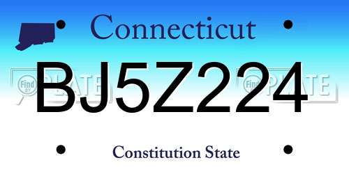BJ5Z224 Connecticut License Plate