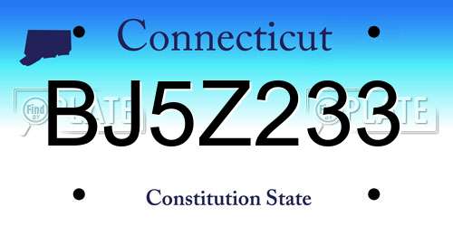 BJ5Z233 Connecticut License Plate