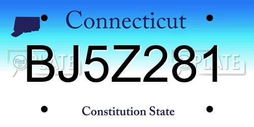 BJ5Z281 Connecticut License Plate