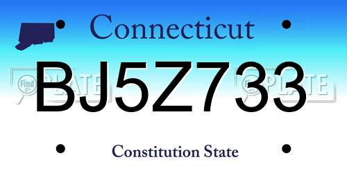 BJ5Z733 Connecticut License Plate