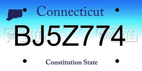 BJ5Z774 Connecticut License Plate