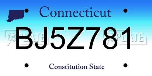 BJ5Z781 Connecticut License Plate