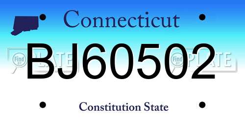 BJ60502 Connecticut License Plate