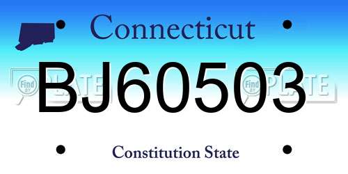 BJ60503 Connecticut License Plate