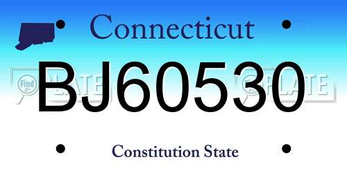 BJ60530 Connecticut License Plate
