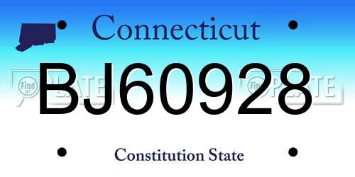 BJ60928 Connecticut License Plate