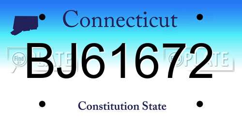 BJ61672 Connecticut License Plate