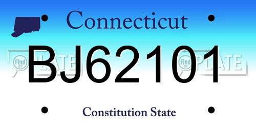 BJ62101 Connecticut License Plate