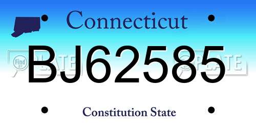 BJ62585 Connecticut License Plate