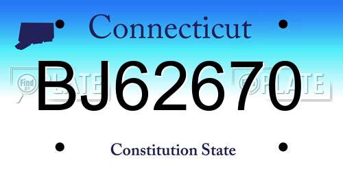 BJ62670 Connecticut License Plate