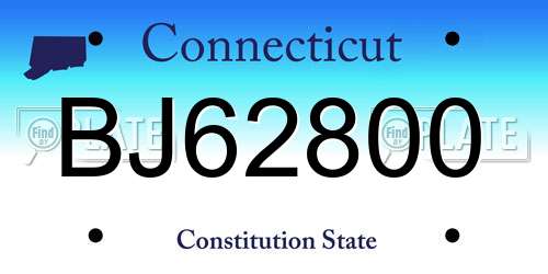 BJ62800 Connecticut License Plate