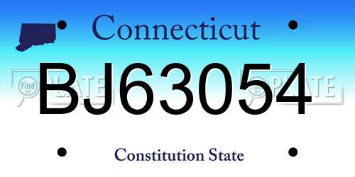 BJ63054 Connecticut License Plate
