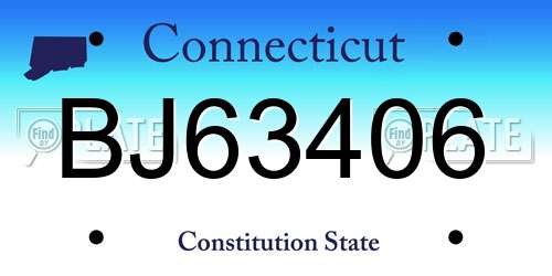 BJ63406 Connecticut License Plate