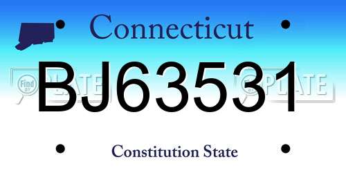 BJ63531 Connecticut License Plate