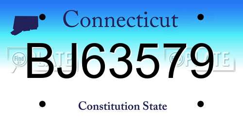 BJ63579 Connecticut License Plate
