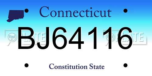BJ64116 Connecticut License Plate