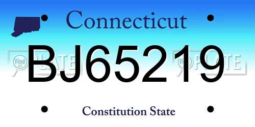 BJ65219 Connecticut License Plate