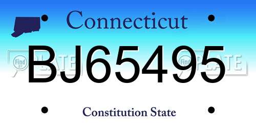 BJ65495 Connecticut License Plate