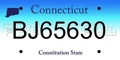 BJ65630 Connecticut License Plate