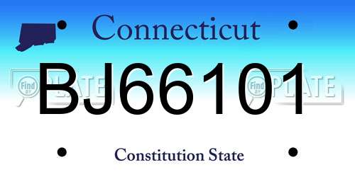 BJ66101 Connecticut License Plate