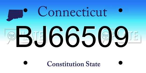 BJ66509 Connecticut License Plate