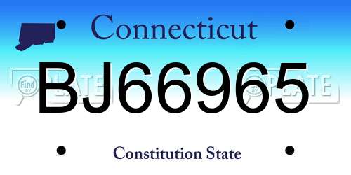 BJ66965 Connecticut License Plate