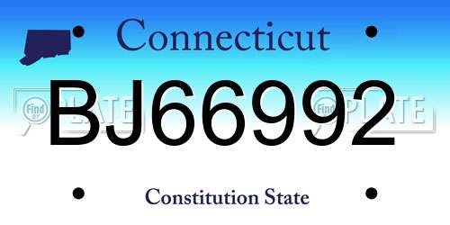 BJ66992 Connecticut License Plate