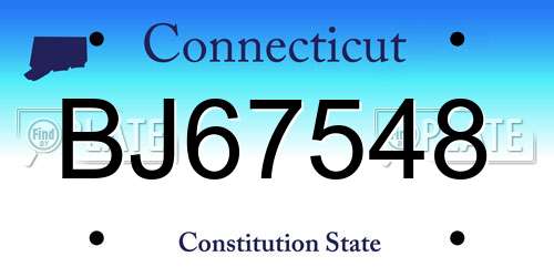 BJ67548 Connecticut License Plate