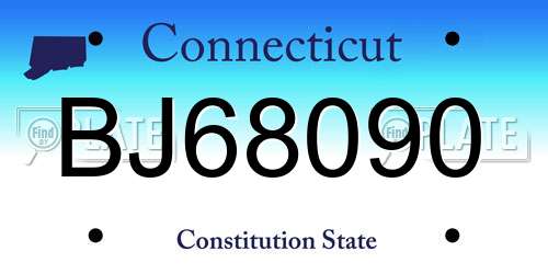 BJ68090 Connecticut License Plate