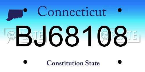 BJ68108 Connecticut License Plate